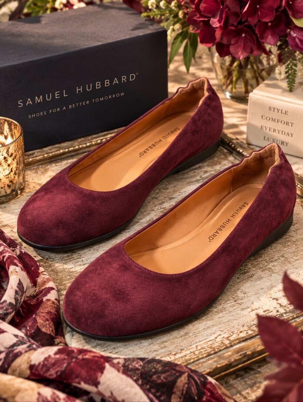 Like New Samuel Hubbard Suede Flat Pumps Size 9 (Fits 8.5) Burgundy